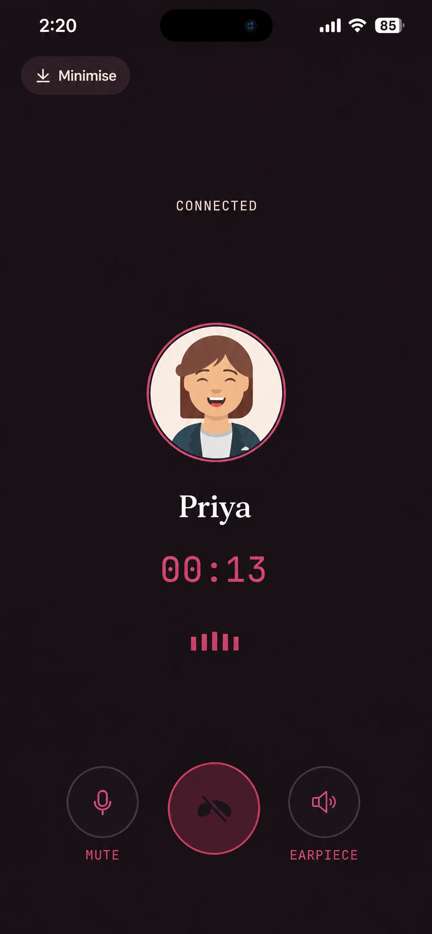 Vesper app — profile and Aura screen